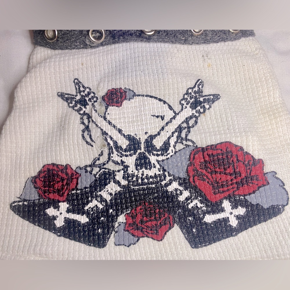 ☠️BRET MICHAELS☠️THERMAL SKULL & ROSES ROCKER RUFFLE HEM DRESS🌹 - Picture 3 of 5